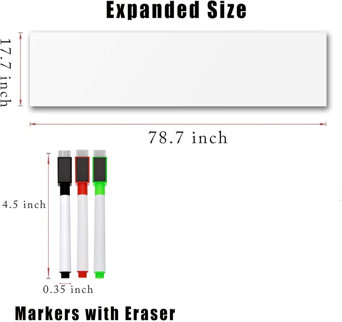 Dry Erase Sticker for Wall Tutuviw White Board Paper with 3 Markers Self-Adhesive Message Board Decal Cuttable Whiteboard Sticker Self-Adhesive White Board Roll Wallpaper for Office(17.7