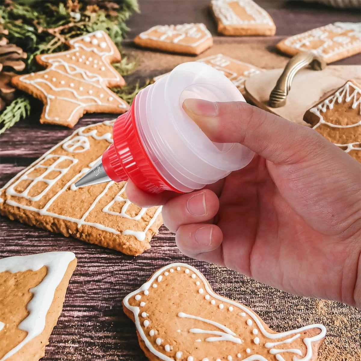 Tutuviw 6Pcs Cookie Decorating Squeeze Bottles for Icing,Icing Bottles with Stainless Steel Piping Tips,Food-Grade Plastic Icing Dispenser Versatile Baking Tools for Cookie Decoration,DIY Baking Tool - Image 7