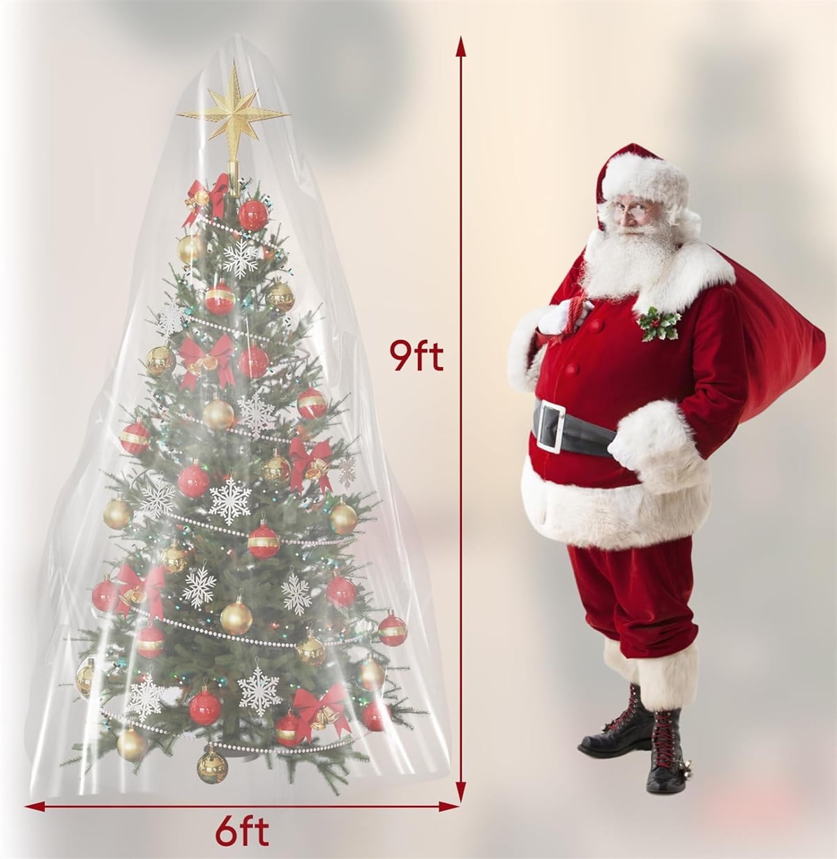 Tutuviw Christmas Tree Storage Bag,Clear Waterproof Xmas Trees Upright Cover Extra Large Plastic Bags Container to Cover Xmas Trees up to 9-Ft Tall, Disposable, Bio-Friendly(Clear Bag) - Image 2