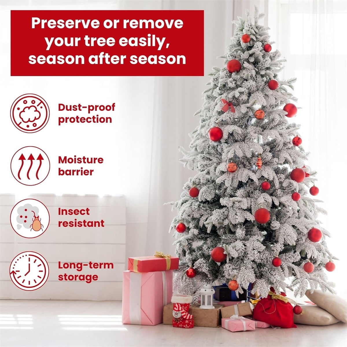 Tutuviw Christmas Tree Storage Bag,Clear Waterproof Xmas Trees Upright Cover Extra Large Plastic Bags Container to Cover Xmas Trees up to 9-Ft Tall, Disposable, Bio-Friendly(Clear Bag) - Image 3