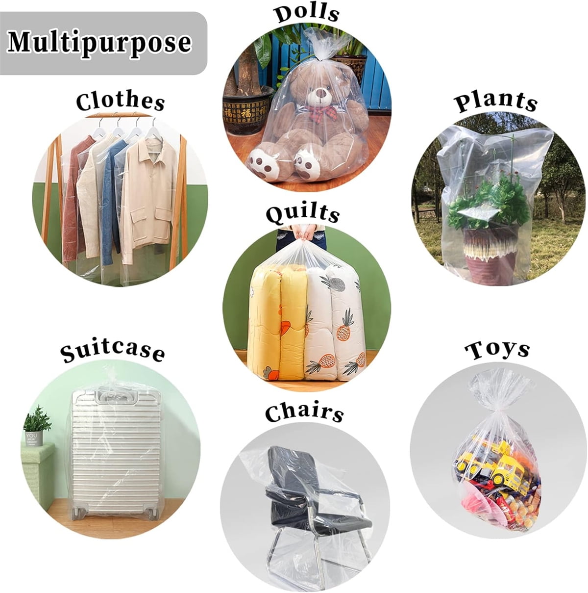 Tutuviw Christmas Tree Storage Bag,Clear Waterproof Xmas Trees Upright Cover Extra Large Plastic Bags Container to Cover Xmas Trees up to 9-Ft Tall, Disposable, Bio-Friendly(Clear Bag) - Image 5