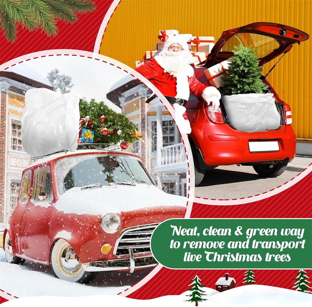 Tutuviw Christmas Tree Storage Bag,Clear Waterproof Xmas Trees Upright Cover Extra Large Plastic Bags Container to Cover Xmas Trees up to 9-Ft Tall, Disposable, Bio-Friendly(Clear Bag) - Image 6