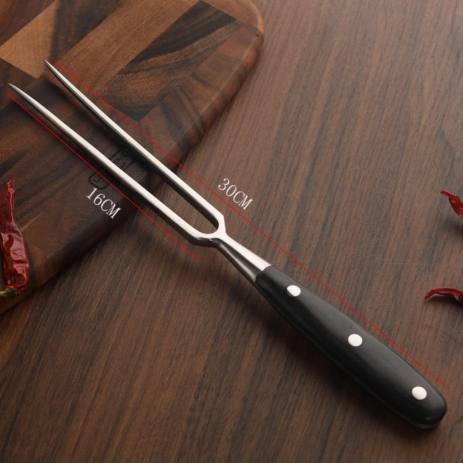 Stainless Steel Carving Fork with Redwood Handle, 11.8