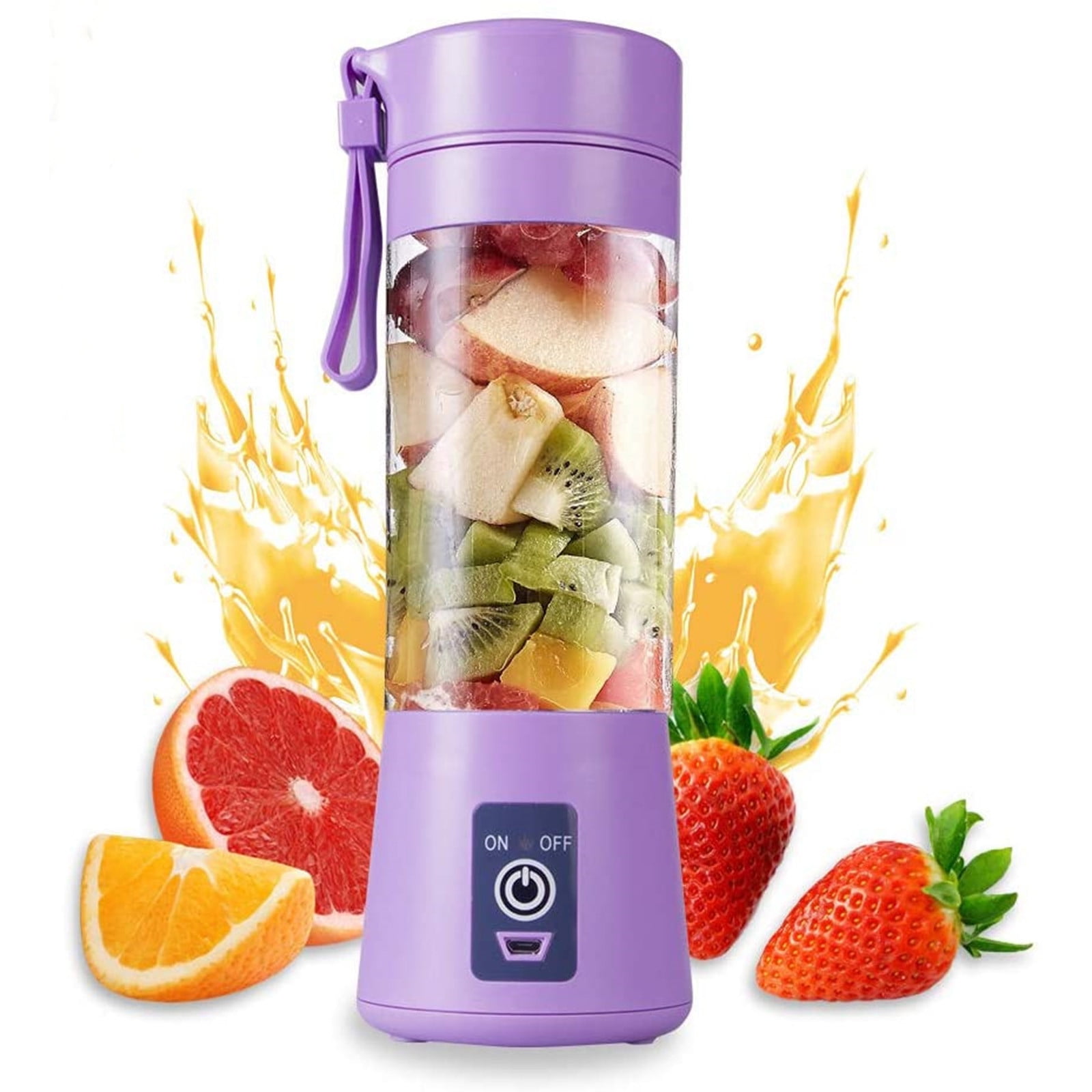 Portable Electric USB Juicer Blender Cup, Mini Blender for Shakes, Smoothies and Juice, USB Rechargeable Blenders with 6 Blades, Handheld Blenders, for Sports Travel and Outdoors Purple - Image 1