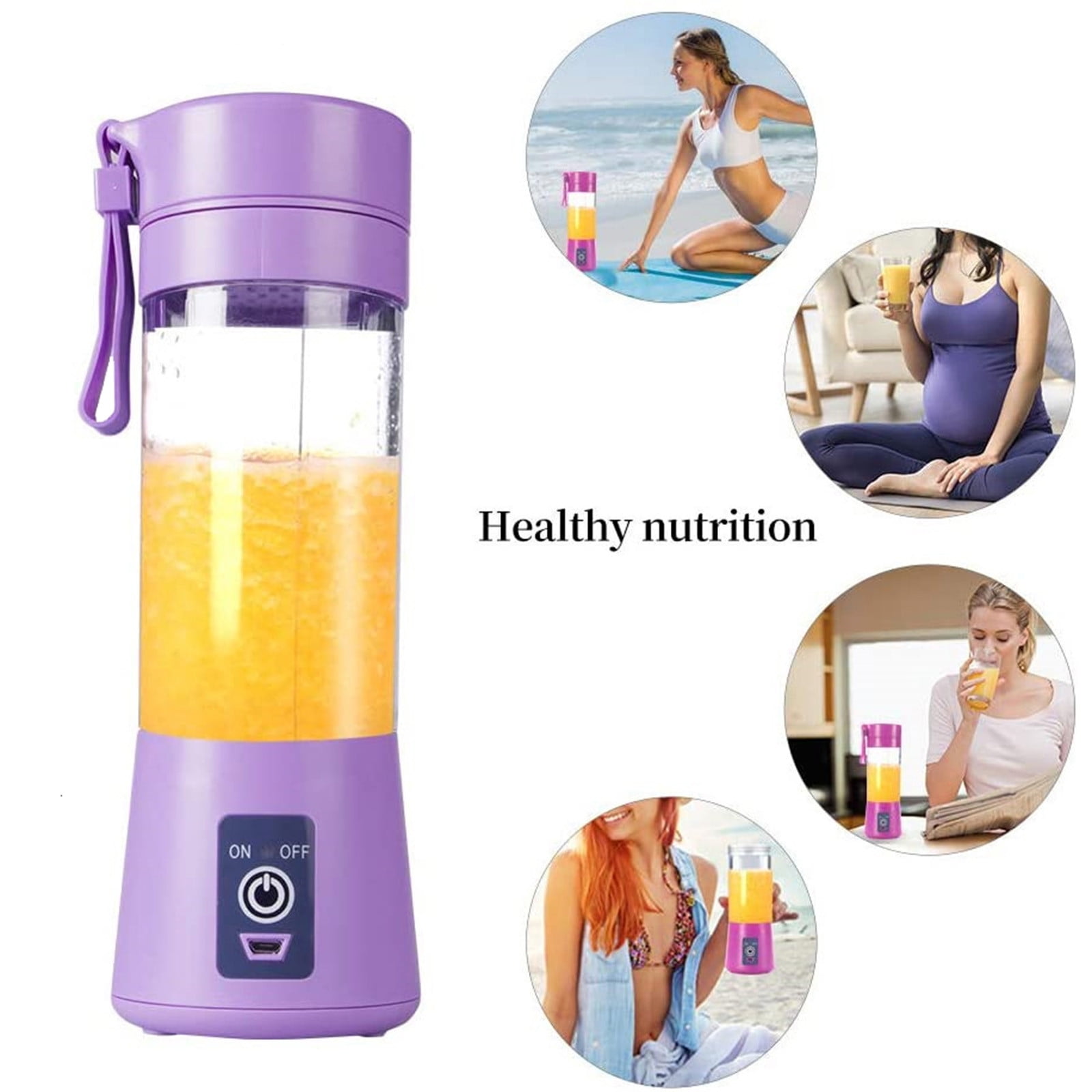 Portable Electric USB Juicer Blender Cup, Mini Blender for Shakes, Smoothies and Juice, USB Rechargeable Blenders with 6 Blades, Handheld Blenders, for Sports Travel and Outdoors Purple - Image 6