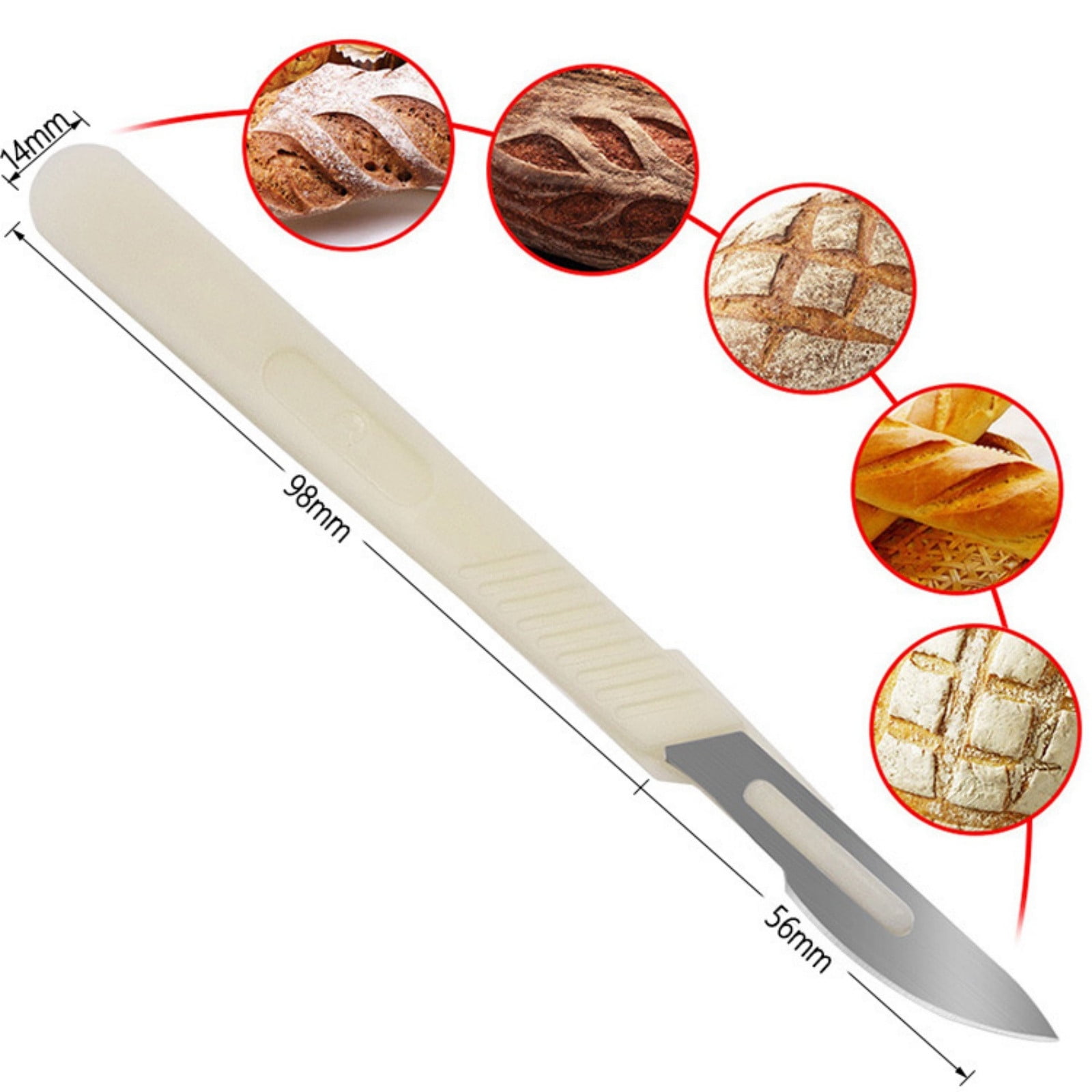 Bread Lame Dough Scoring Tool, Hand Crafted Sourdough Scorer Knife, Razor Blade Cutter Slashing Tool for Bread Making, European Flower Patterns Booklet, Homemade Kitchen Baking White - Image 5