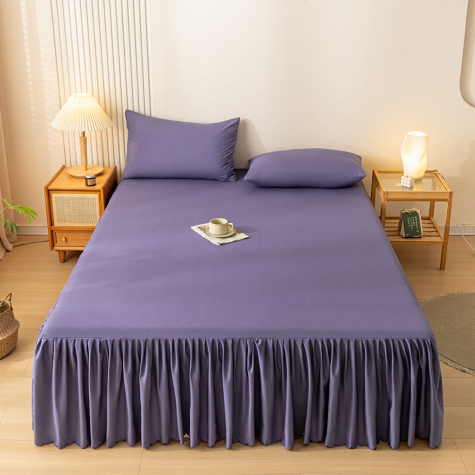 Bed Skirt Queen Size Ruffled Bed Skirt with Split Corners, Queen Bed Skirt Drop, Queen Size Bed Skirt, for Ruffled Bed Skirt with Split Corners, Bed Skirt Queen Size Khaki - Image 1