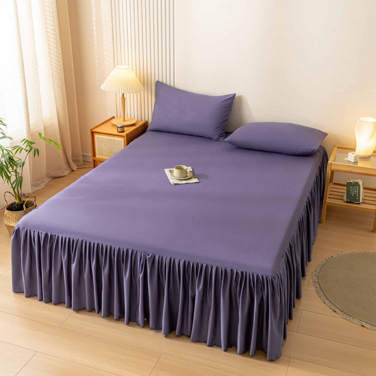 Bed Skirt Queen Size Ruffled Bed Skirt with Split Corners, Queen Bed Skirt Drop, Queen Size Bed Skirt, for Ruffled Bed Skirt with Split Corners, Bed Skirt Queen Size Khaki - Image 6