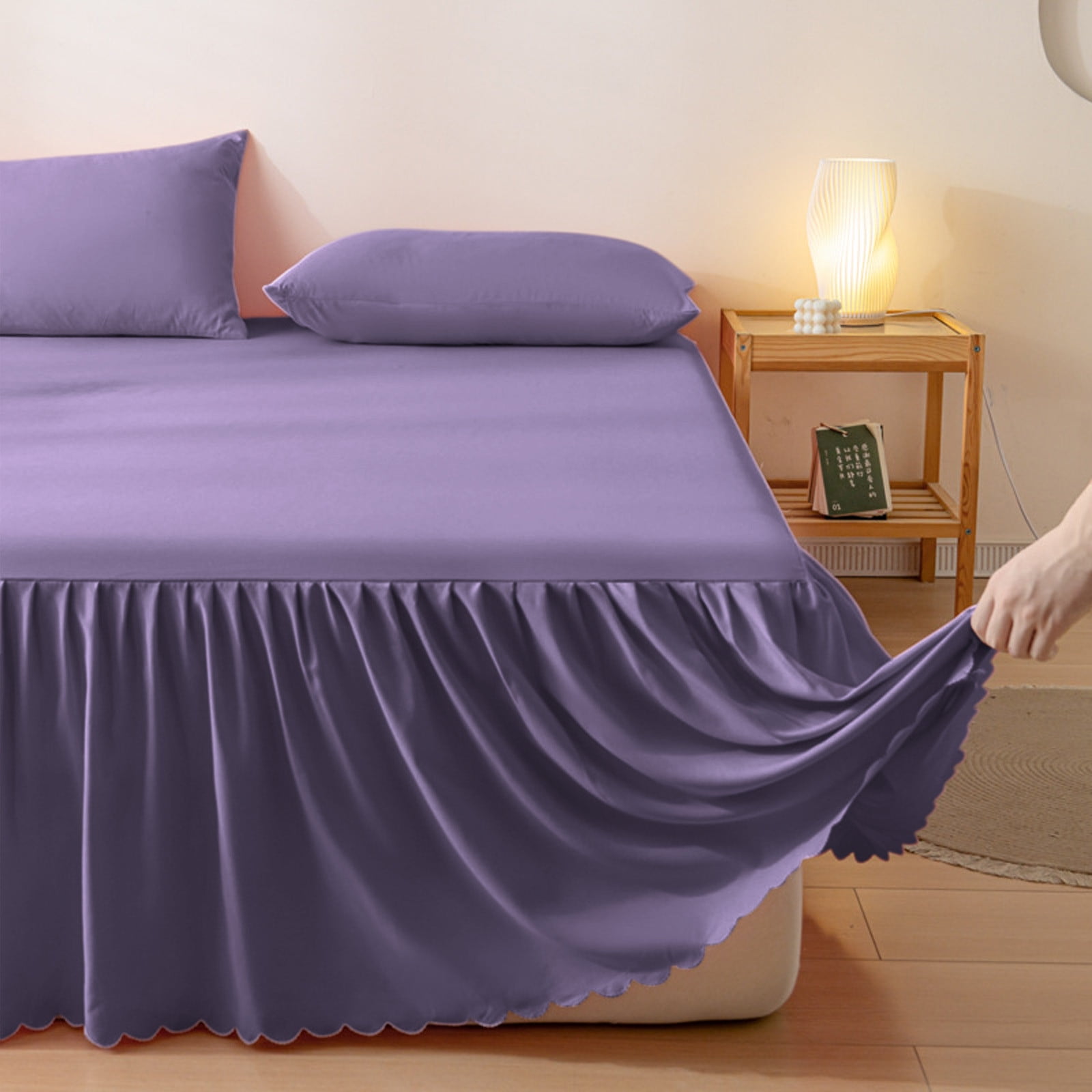 Bed Skirt Queen Size Ruffled Bed Skirt with Split Corners, Queen Bed Skirt Drop, Queen Size Bed Skirt, for Ruffled Bed Skirt with Split Corners, Bed Skirt Queen Size Purple - Image 4