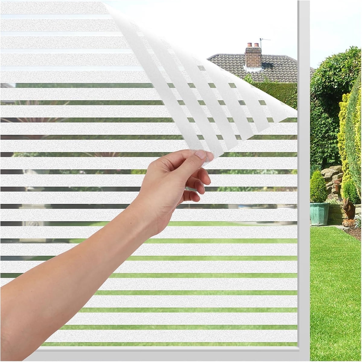 Tutuviw Privacy Window Film Frosted Glass Window Film 17.5 x 78.7 in No Glue Window Static Cling Glass Door Film Anti-UV Glass Films Strips Frosted Sliding Window Covering Stickers for Home Office - Image 1