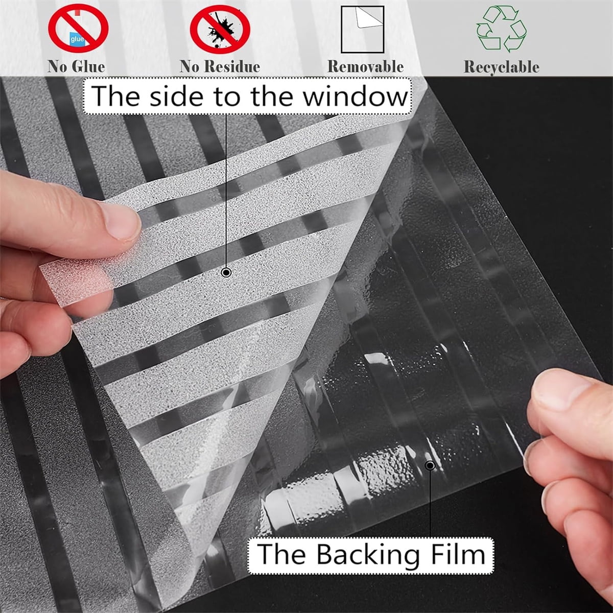 Tutuviw Privacy Window Film Frosted Glass Window Film 17.5 x 78.7 in No Glue Window Static Cling Glass Door Film Anti-UV Glass Films Strips Frosted Sliding Window Covering Stickers for Home Office - Image 3