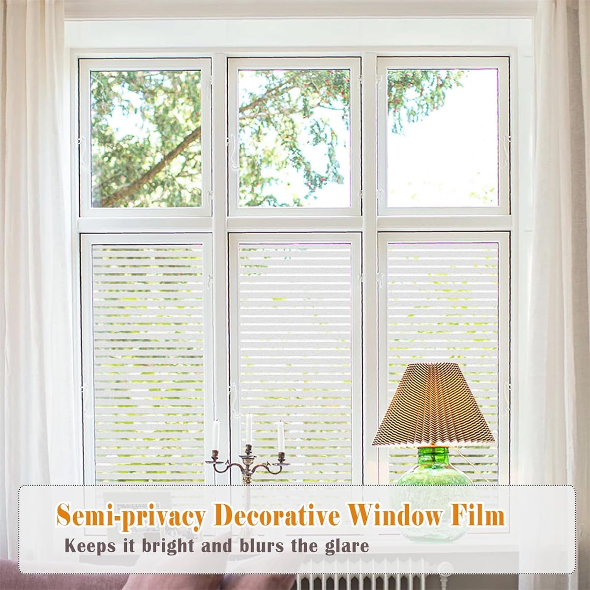 Tutuviw Privacy Window Film Frosted Glass Window Film 17.5 x 78.7 in No Glue Window Static Cling Glass Door Film Anti-UV Glass Films Strips Frosted Sliding Window Covering Stickers for Home Office - Image 4