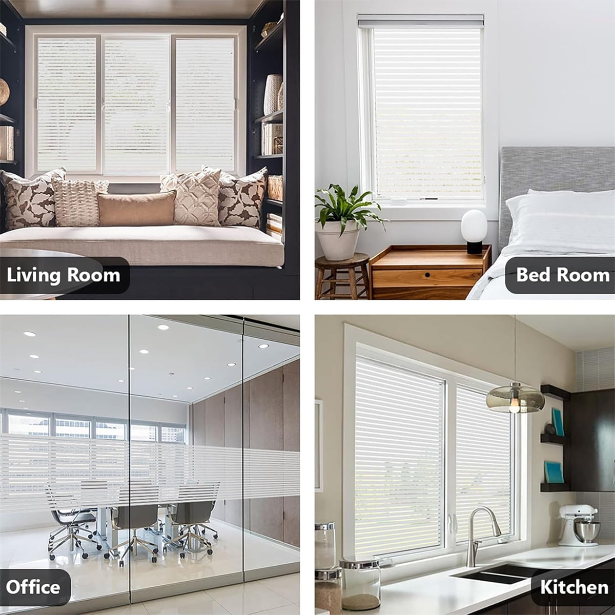 Tutuviw Privacy Window Film Frosted Glass Window Film 17.5 x 78.7 in No Glue Window Static Cling Glass Door Film Anti-UV Glass Films Strips Frosted Sliding Window Covering Stickers for Home Office - Image 5