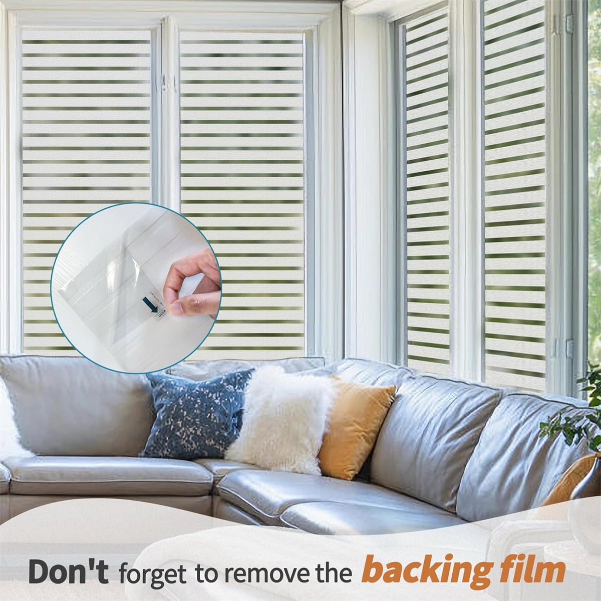 Tutuviw Privacy Window Film Frosted Glass Window Film 17.5 x 78.7 in No Glue Window Static Cling Glass Door Film Anti-UV Glass Films Strips Frosted Sliding Window Covering Stickers for Home Office - Image 6
