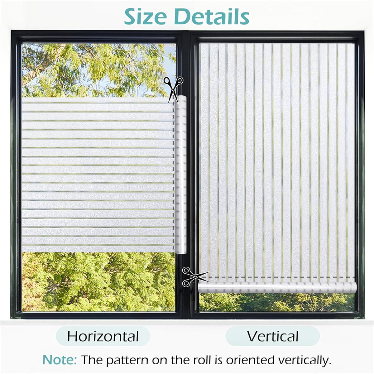 Tutuviw Privacy Window Film Frosted Glass Window Film 17.5 x 78.7 in No Glue Window Static Cling Glass Door Film Anti-UV Glass Films Strips Frosted Sliding Window Covering Stickers for Home Office - Image 7