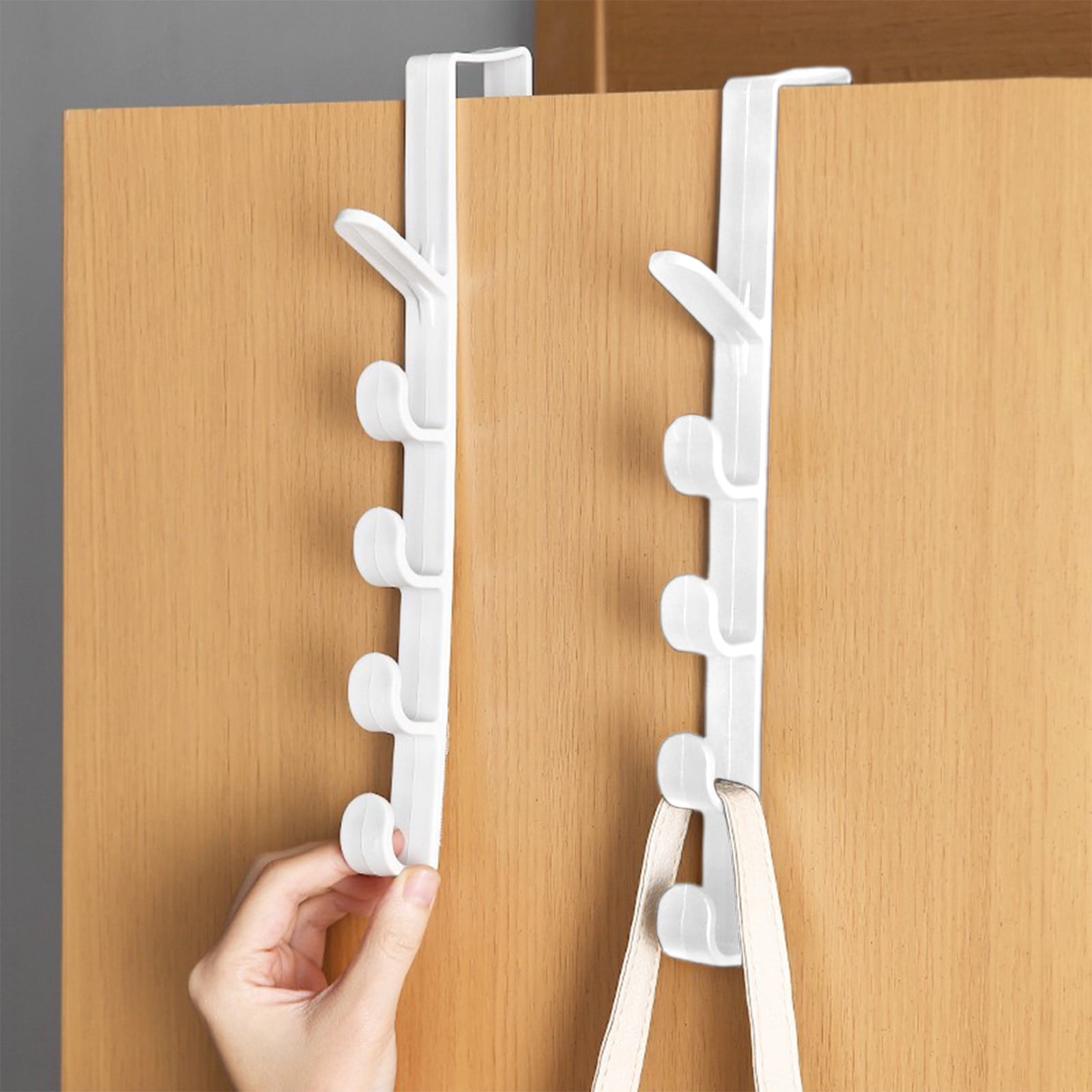 5 Layers Over the Door Hook, Hanging Clothes Rack, Organizer Rack, Hanger Backpack Handbag Door Hook, Hat Storage Rack, Strong Load-Bearing and Durable, Stylish and Practical White - Image 1
