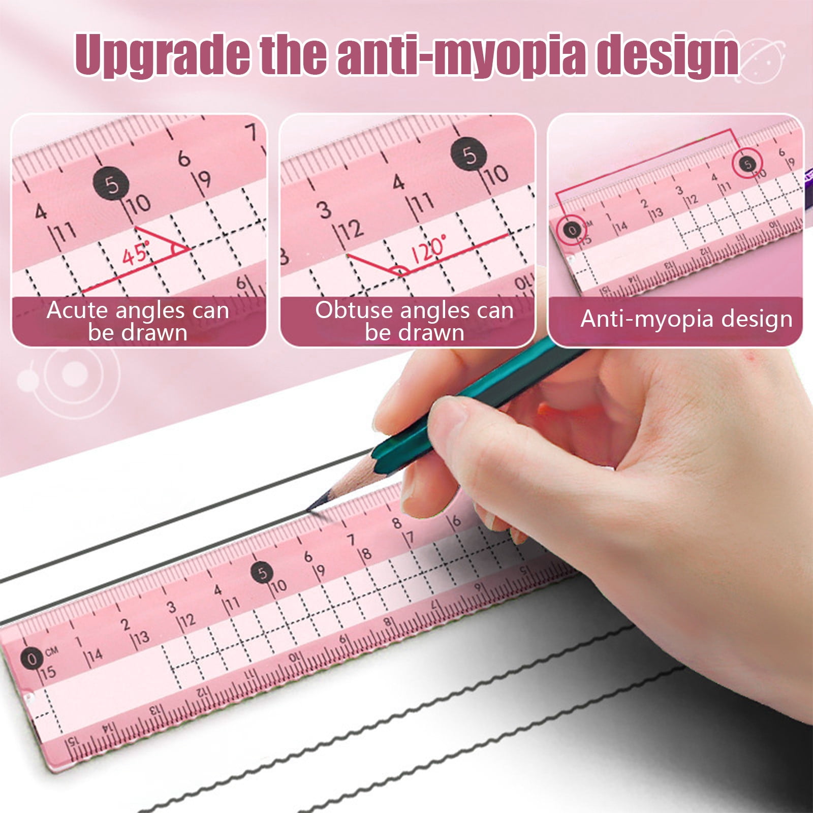 Compass Geometry Tool, Protractor and Compass Set, Metal Box Drawing Compass with Rulers, Math Compass Kit, Shatterproof Storage Box, for Stationery Supplies Purple - Image 4