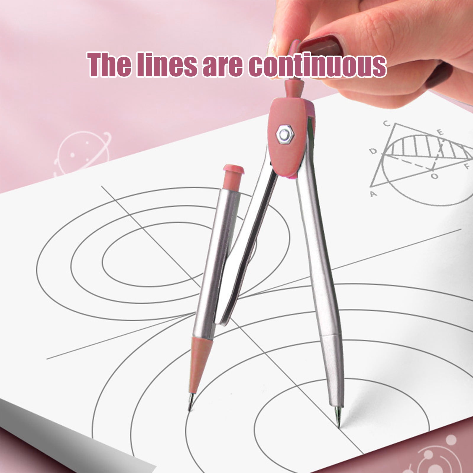 Compass Geometry Tool, Protractor and Compass Set, Metal Box Drawing Compass with Rulers, Math Compass Kit, Shatterproof Storage Box, for Stationery Supplies Purple - Image 5