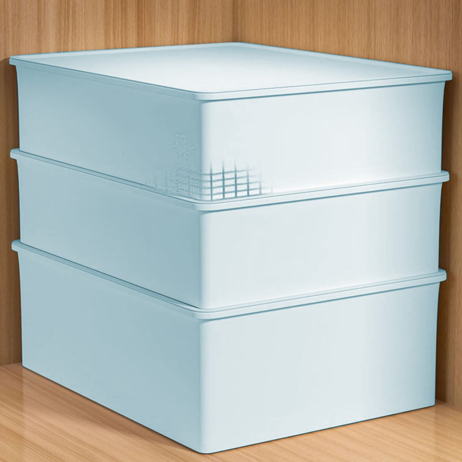 Sock Underwear Drawer Organzier Divider, 15 Compartments Removable Divided Plastic Storage Bin with Lid, Storage Organizer Sock Holders Organizers for Scarves Ties Belts(White) Blue - Image 5