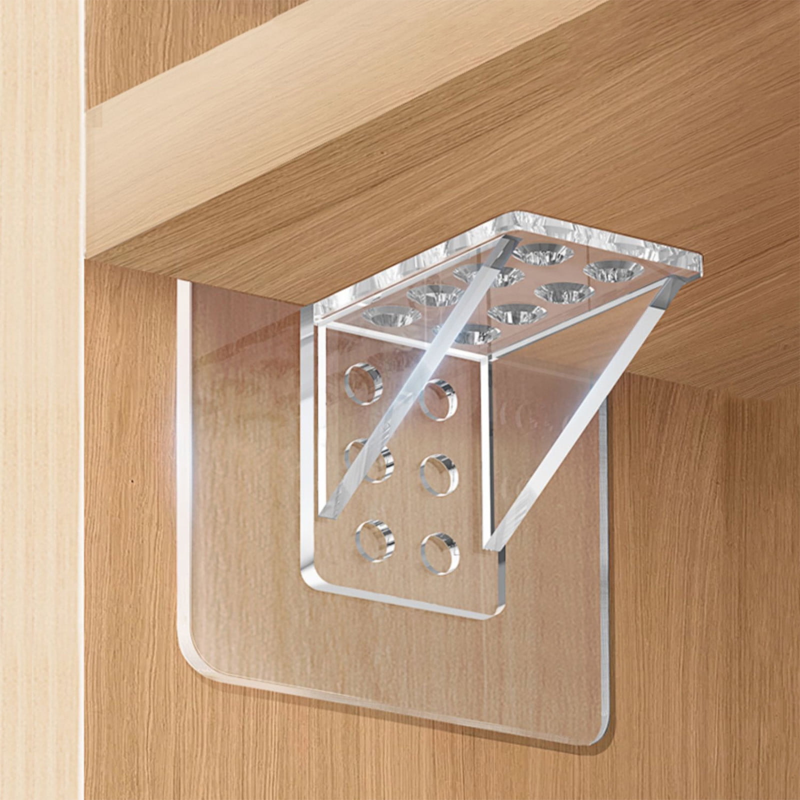Adhesive Shelf Bracket, No-Drill Shelf Support Hooks, Clear Plastic Adhesive Wall-Mounted Bracket for Closet Cabinet Organization, Easy Instal(B) A - Image 1