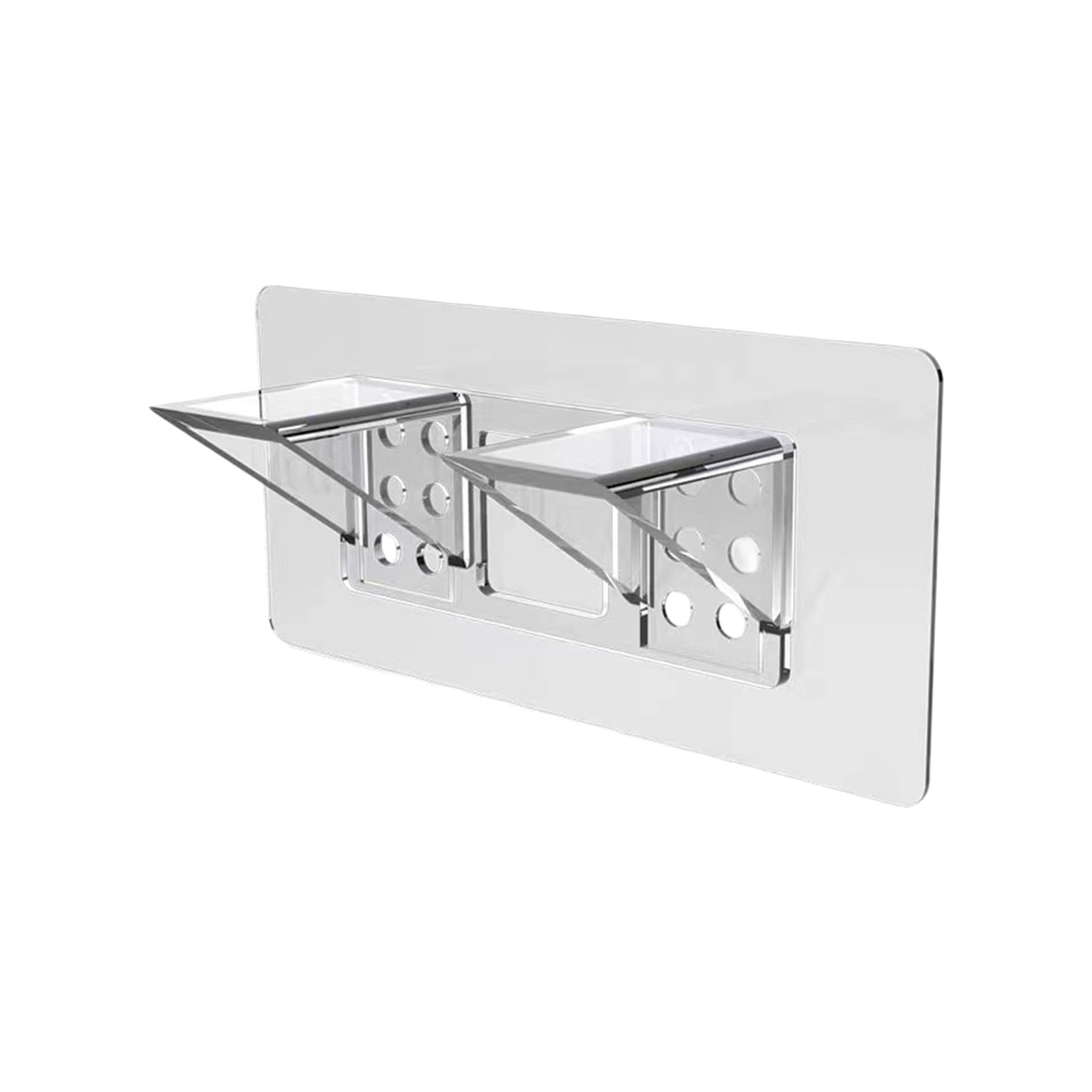 Adhesive Shelf Bracket, No-Drill Shelf Support Hooks, Clear Plastic Adhesive Wall-Mounted Bracket for Closet Cabinet Organization, Easy Instal(B) B - Image 2