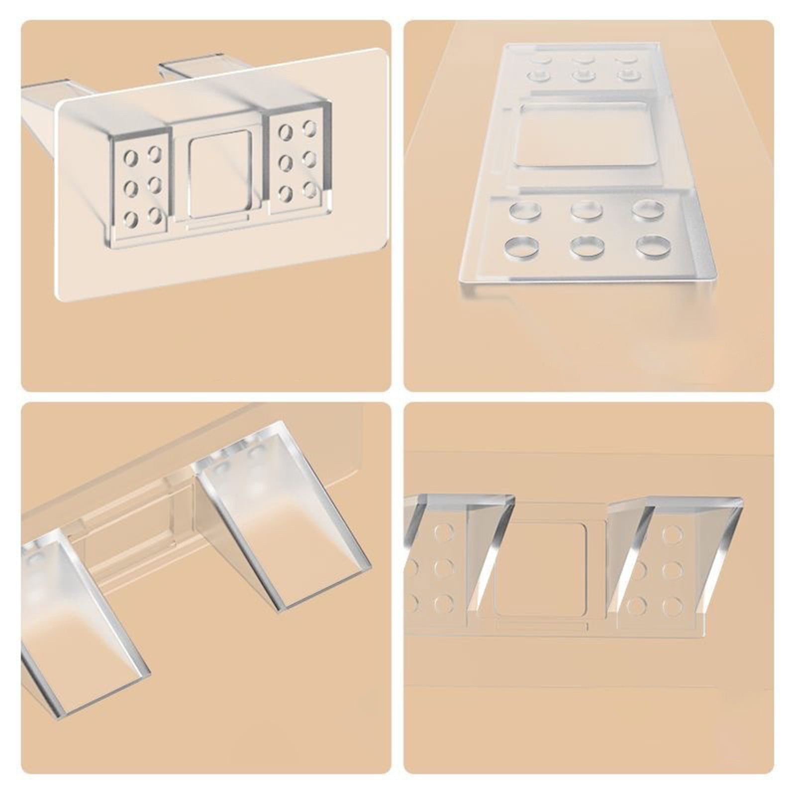 Adhesive Shelf Bracket, No-Drill Shelf Support Hooks, Clear Plastic Adhesive Wall-Mounted Bracket for Closet Cabinet Organization, Easy Instal(B) B - Image 4