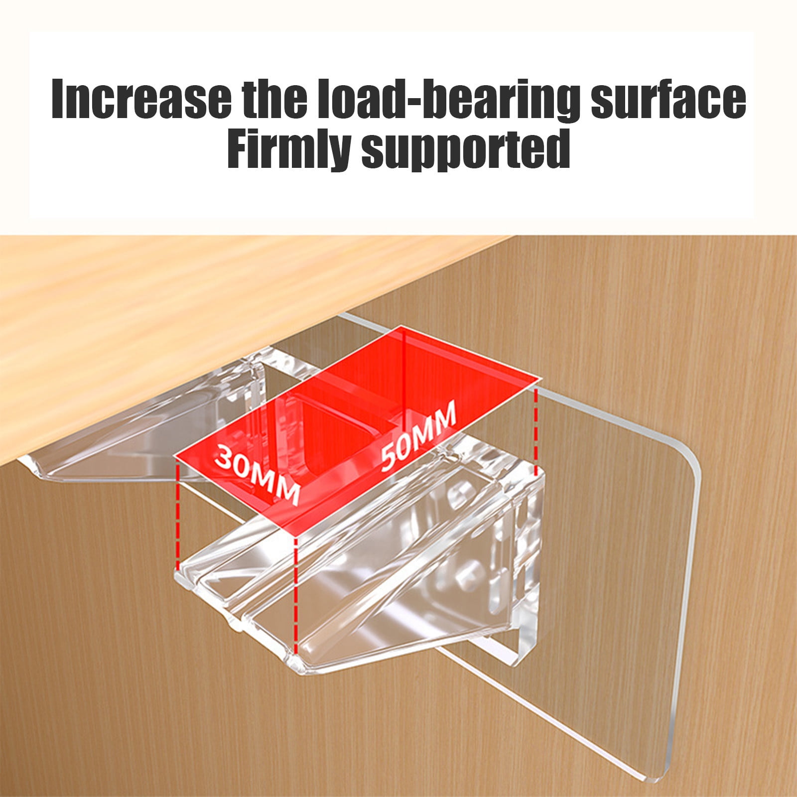 Adhesive Shelf Bracket, No-Drill Shelf Support Hooks, Clear Plastic Adhesive Wall-Mounted Bracket for Closet Cabinet Organization, Easy Instal(B) B - Image 6