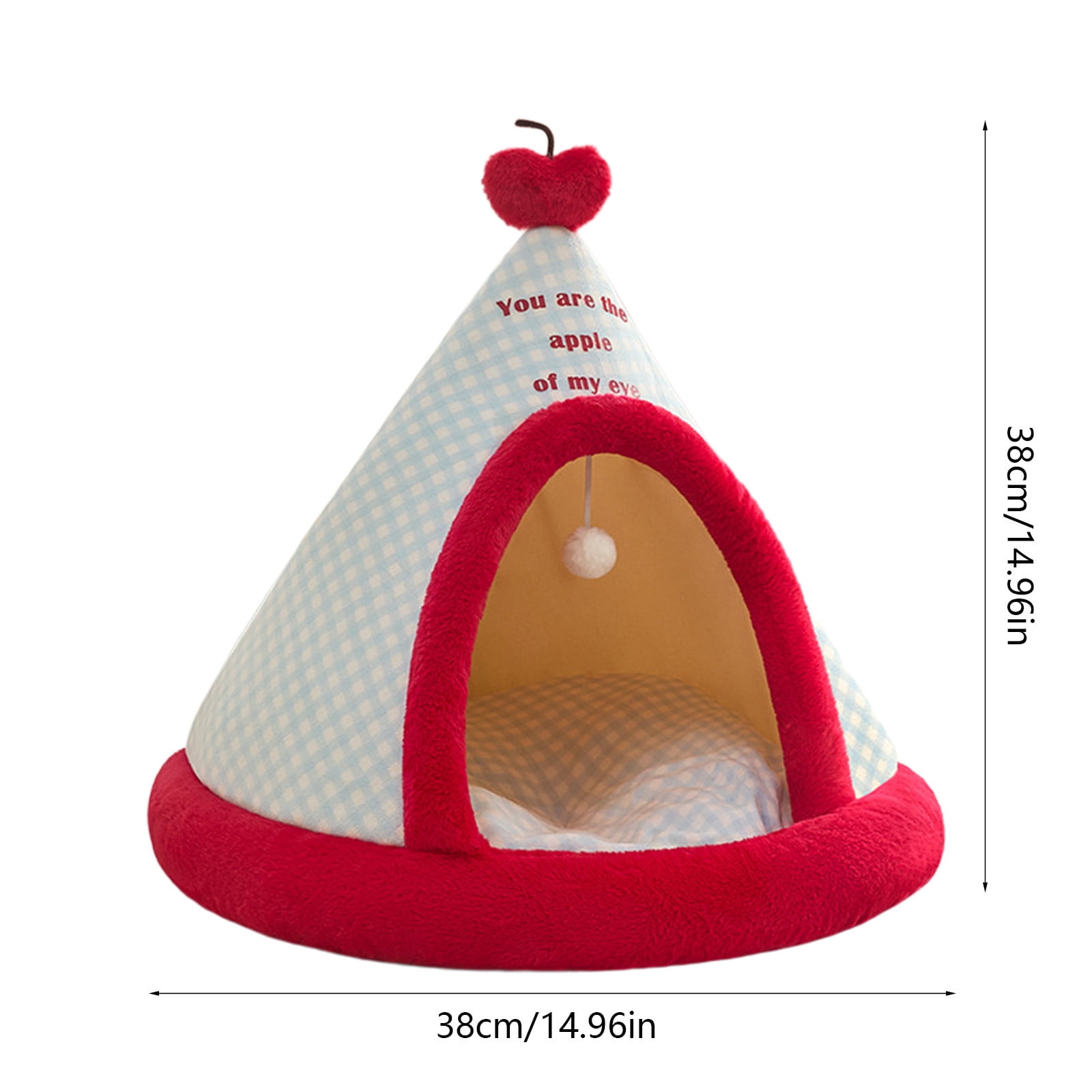 Apples Christmas Tent Christmas Pet Bed Semi Enclosed Cats Bed Dog Bed Removable And Washable Dog Bed Winter Warm Cats Bed As shown - Image 3