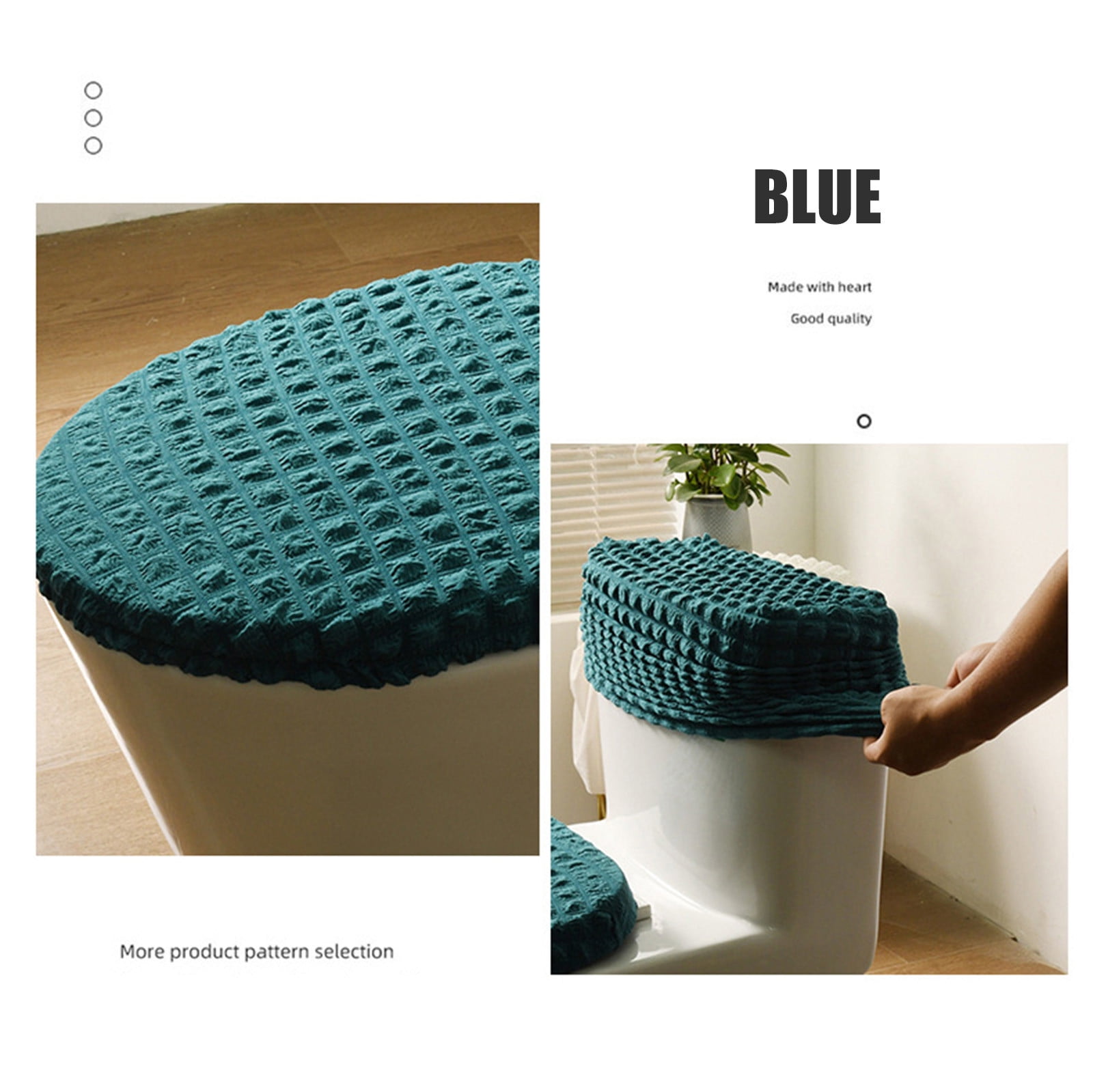 Toilet Lid Cover and Toilet Tank Cover Stretch Toilet Covers Set for Bathroom, Split Toilet Cover, Polyester Spandex Fabric, Machine Washable, with Elastic Bottom, All Season Household White - Image 5
