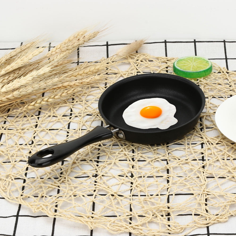 One Egg Frying Pan, Mini Frying Eggs Pan, Mini Fry Frying Pan, Single Egg Durable Small Pan with Handle, Heat Resistant Non Stick Pot, Portable Pan, Mini Cookware, Non-Stick Pancake Omelet Black - Image 1
