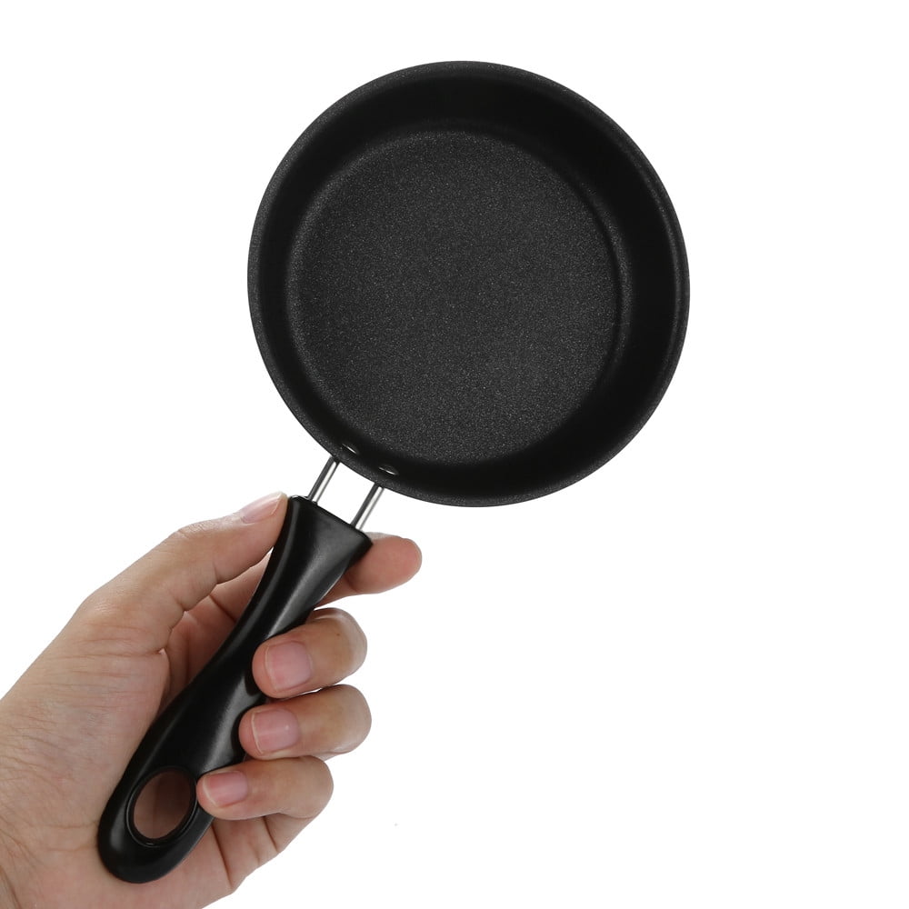 One Egg Frying Pan, Mini Frying Eggs Pan, Mini Fry Frying Pan, Single Egg Durable Small Pan with Handle, Heat Resistant Non Stick Pot, Portable Pan, Mini Cookware, Non-Stick Pancake Omelet Black - Image 5