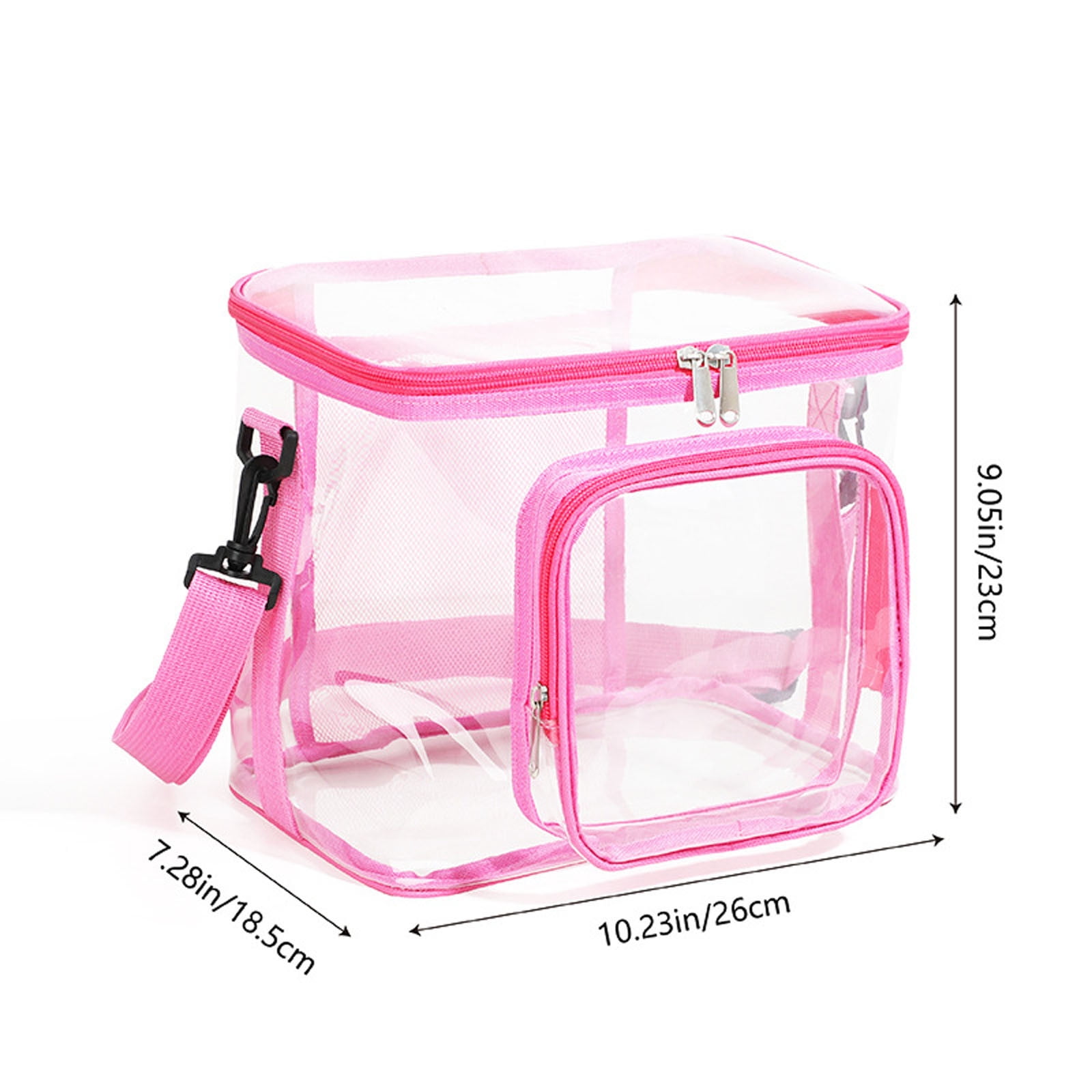 Extra Large Clear Cosmetic Makeup Bag, Transparent PVC Tote Shoulder Bag, Waterproof Clear Toiletry Carry Pouch, Makeup Artist Bag, Portable Storage Bag Hot Pink - Image 2