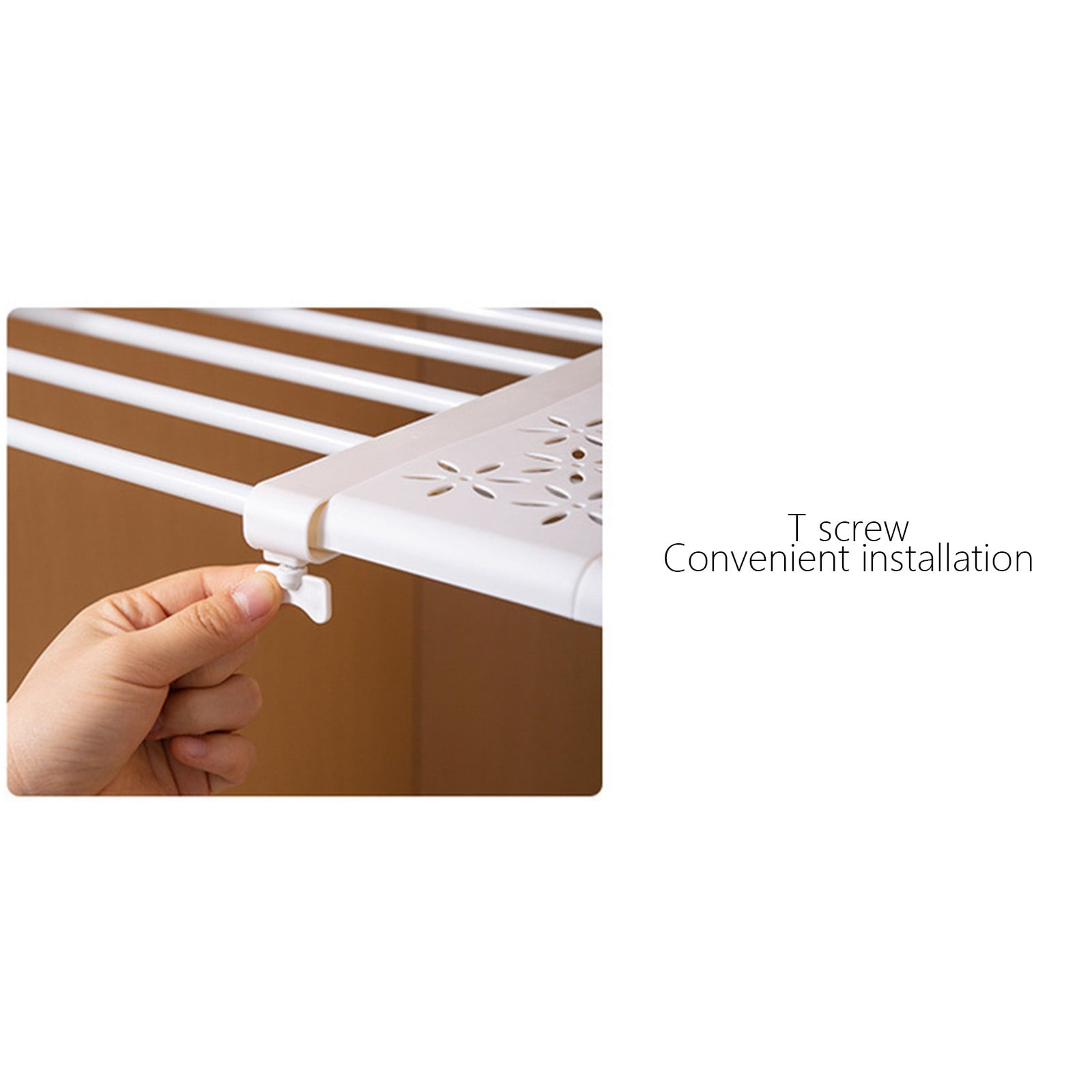 Expandable Closet Tension Shelf, Adjustable Closet Shelf Rod Organizer, No Drill Space Saving Wardrobe Divider, Multi-Tier Shelf Divider for Bathroom Kitchen Bedroom As shown - Image 6