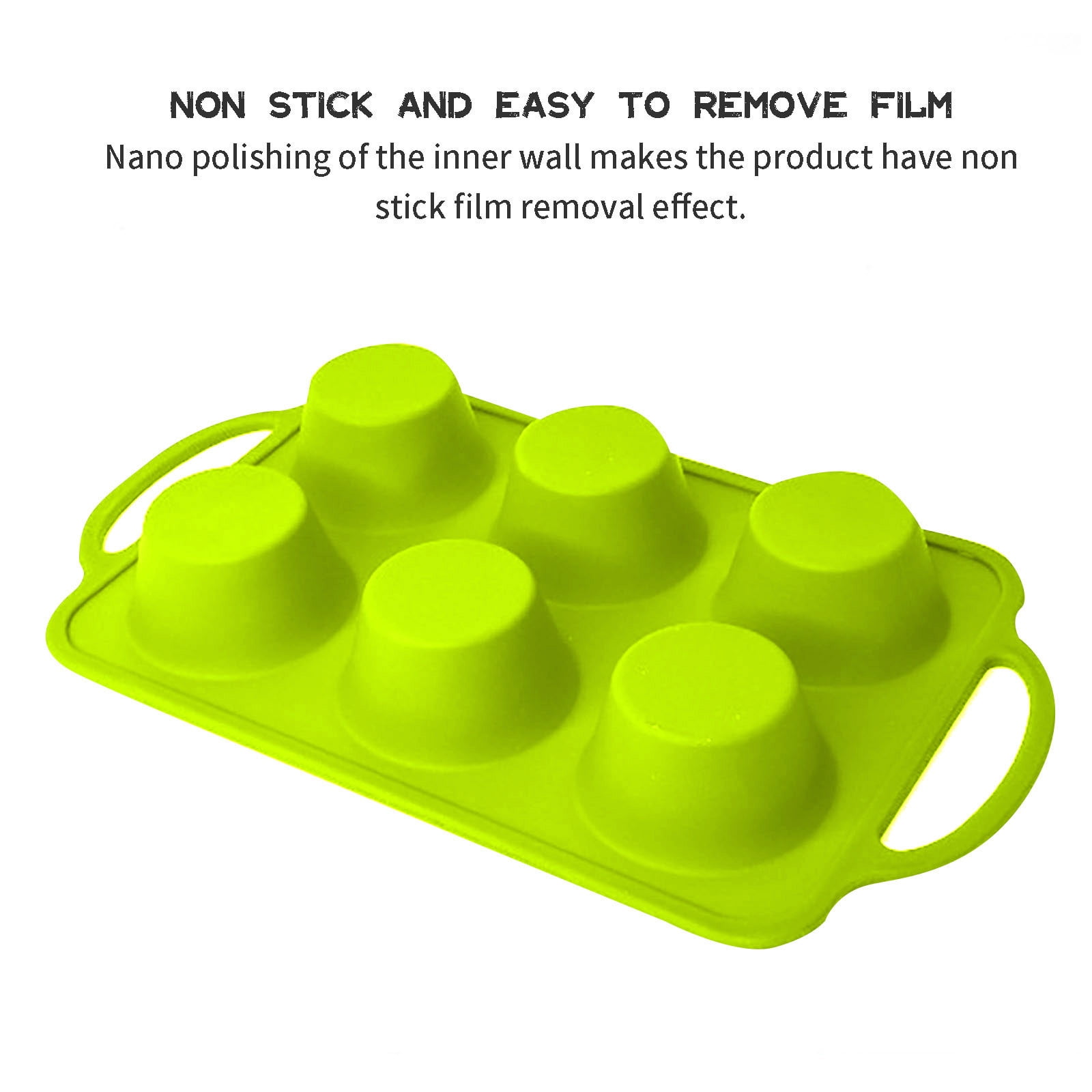 Jumbo Silicone Muffin Pan, Non-stick Large Silicone Cupcake Pan with Handles 6 Cup, Silicon Muffin Tin Tray for Baking, Egg Bites, Cupcake Mold, Cake and Pan Nonstick Baking Molds, BPA Free Red Green - Image 5