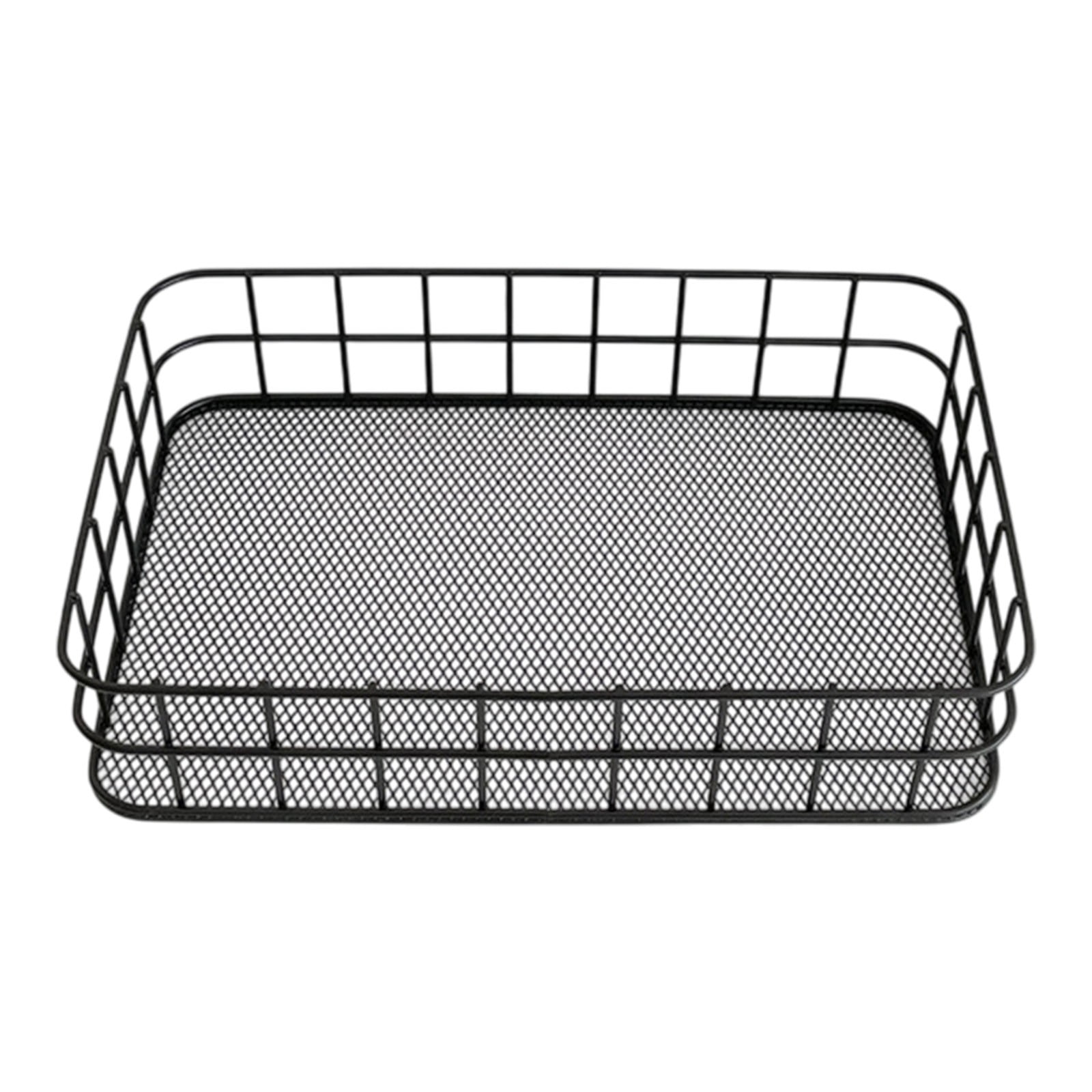 Desktop Metal Storage Basket, Grids Storage Tray Small Wires Baskets Fruit Basket Metal Organizer Tray for Home Decoration, Closets, Fridge, Kitchen Black - Image 2