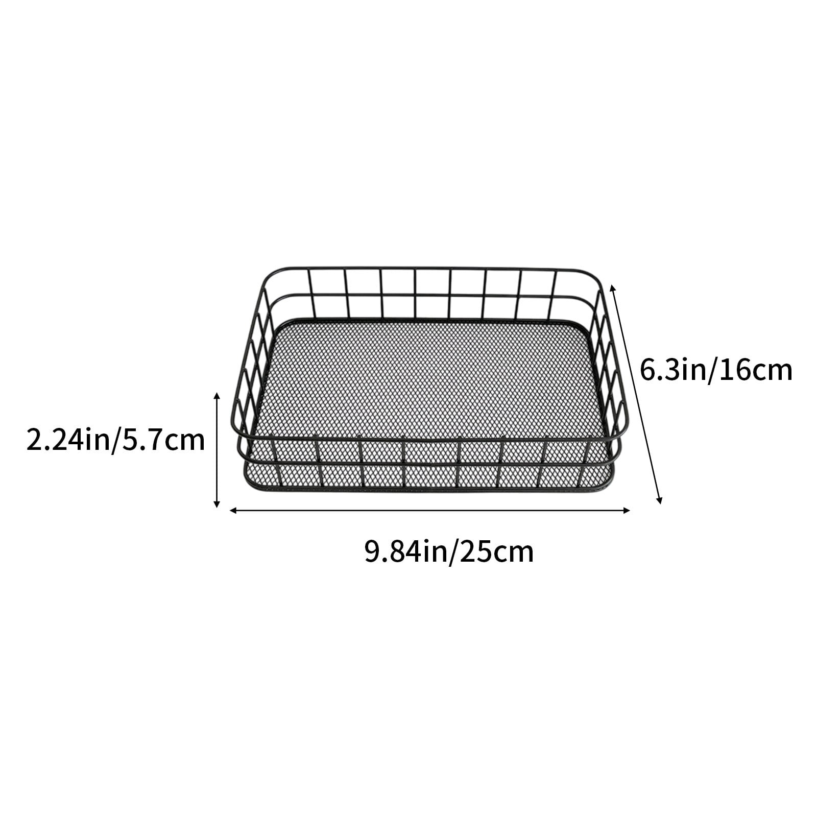 Desktop Metal Storage Basket, Grids Storage Tray Small Wires Baskets Fruit Basket Metal Organizer Tray for Home Decoration, Closets, Fridge, Kitchen Black - Image 3
