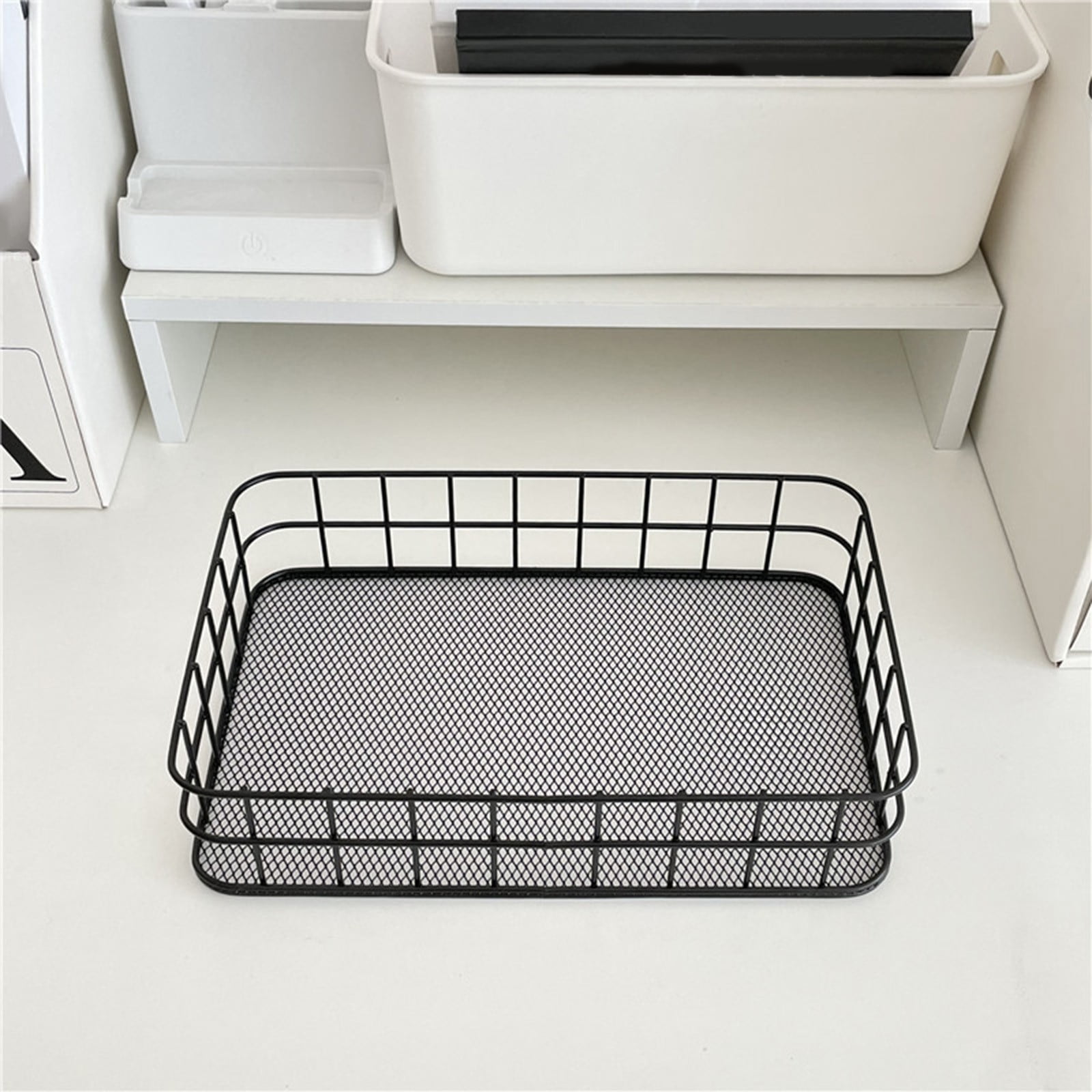 Desktop Metal Storage Basket, Grids Storage Tray Small Wires Baskets Fruit Basket Metal Organizer Tray for Home Decoration, Closets, Fridge, Kitchen Black - Image 5