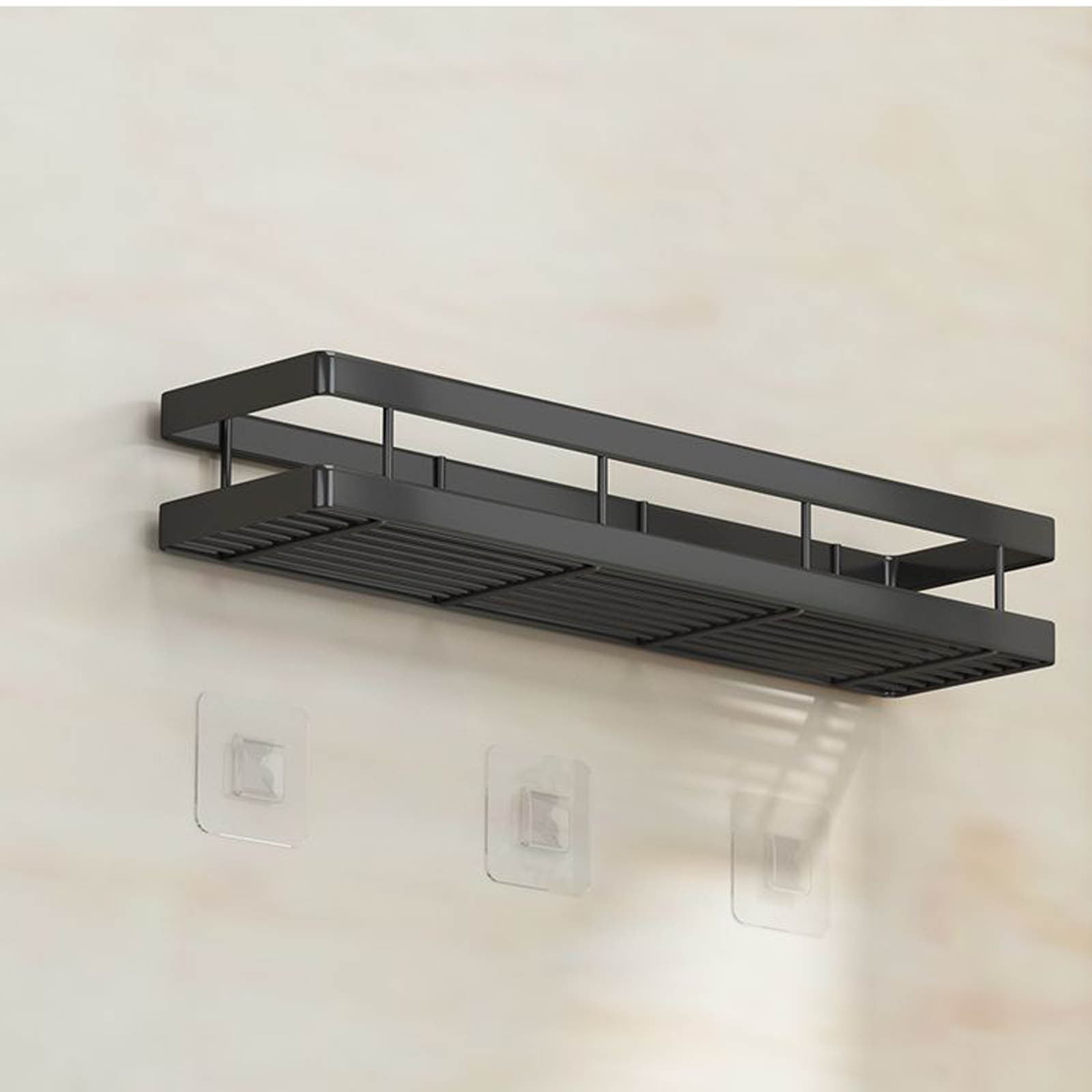 Metal Spice Rack, Wall Mount Floating Shelves, Black Storage organizer, Wall-mounted Household Spice Jars Rack, Wall Multi-function Storage Racks, for Cabinet Door, Pantry, Kitchen/Bathroom Supplies Black - Image 1