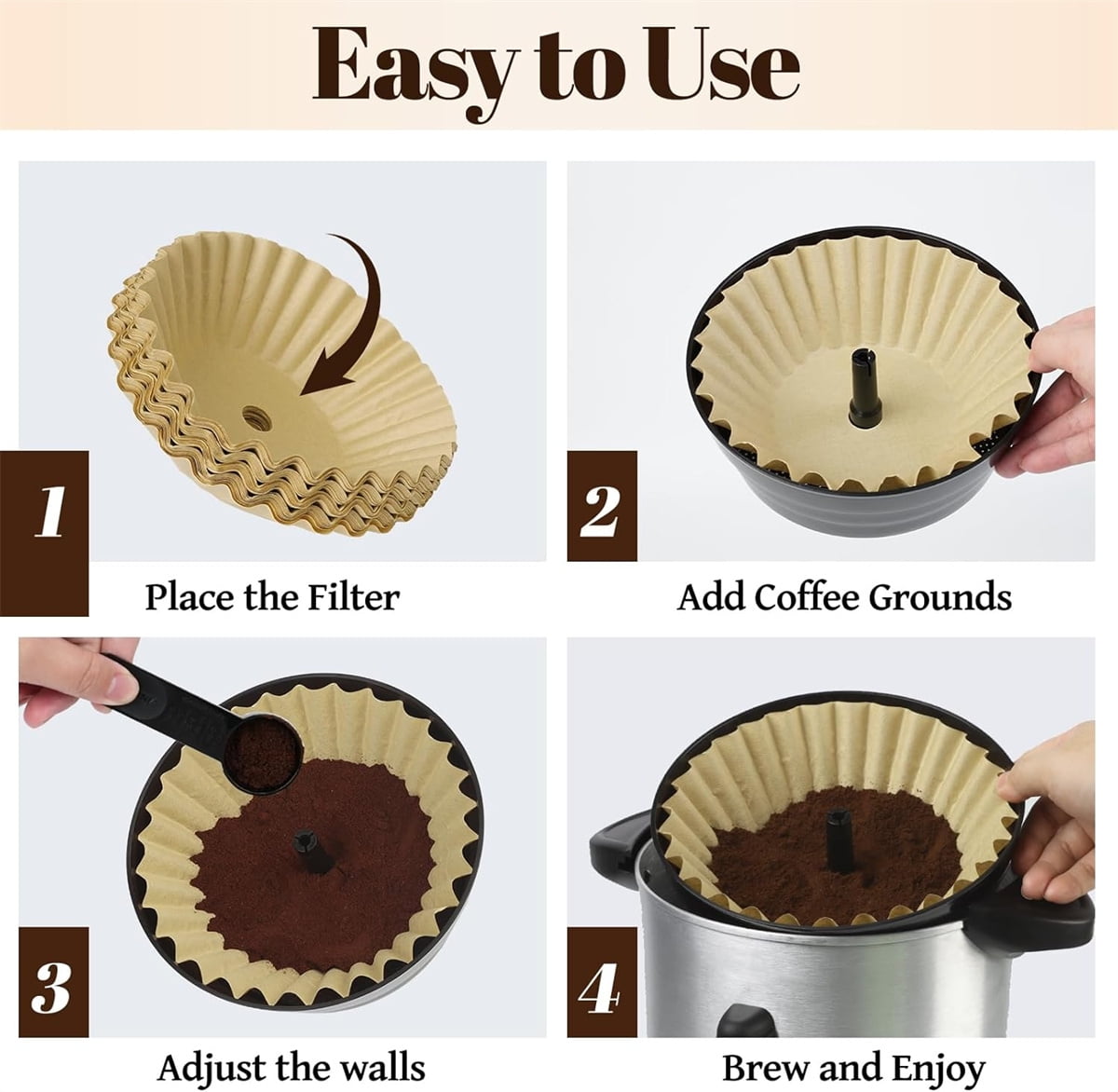 100 Pcs Coffee Paper Filter Tutuviw Unbleached Circular Disposable Coffee Filters Bowl Paper Filters for Coffee Urn and Hot Beverage for Catering Home Party Office - Image 4