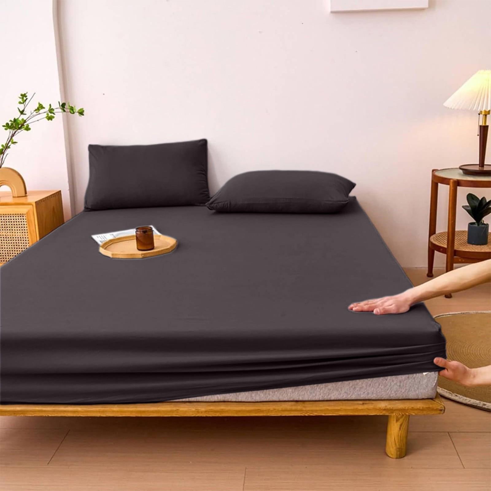 \u200b\u200bNon-Sliping Bedding Twin Fitted Sheet,Soft Elastic Fiber Bed Sheets With Deep Pocket,Machines Washable,Shrinkage And Fade Resistants 140x200x30cm Blue - Image 1