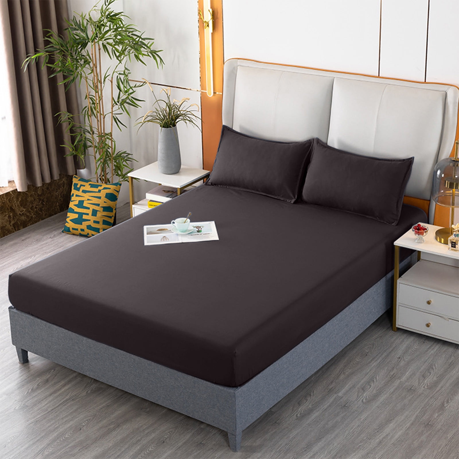 \u200b\u200bNon-Sliping Bedding Twin Fitted Sheet,Soft Elastic Fiber Bed Sheets With Deep Pocket,Machines Washable,Shrinkage And Fade Resistants 140x200x30cm Gray - Image 6
