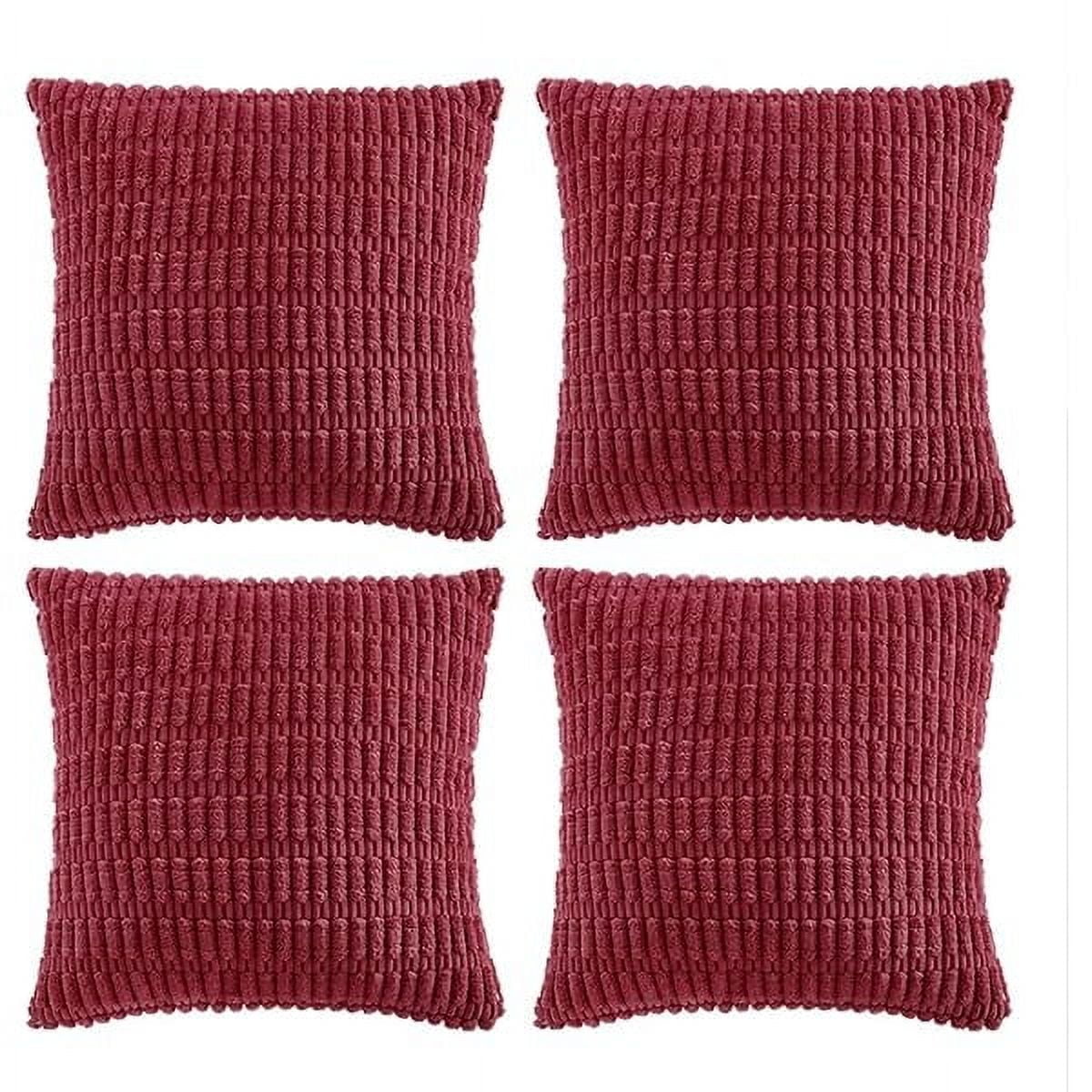 1611 4 Packs Burgundy Decorative Throw Pillow Covers 16x16 Inch for Living Room Couch Bed, Holiday Christmas Home Decor Gift, Soft Plush Corduroy Cute Square Accent Cushion Case 40x40 cm - Image 1