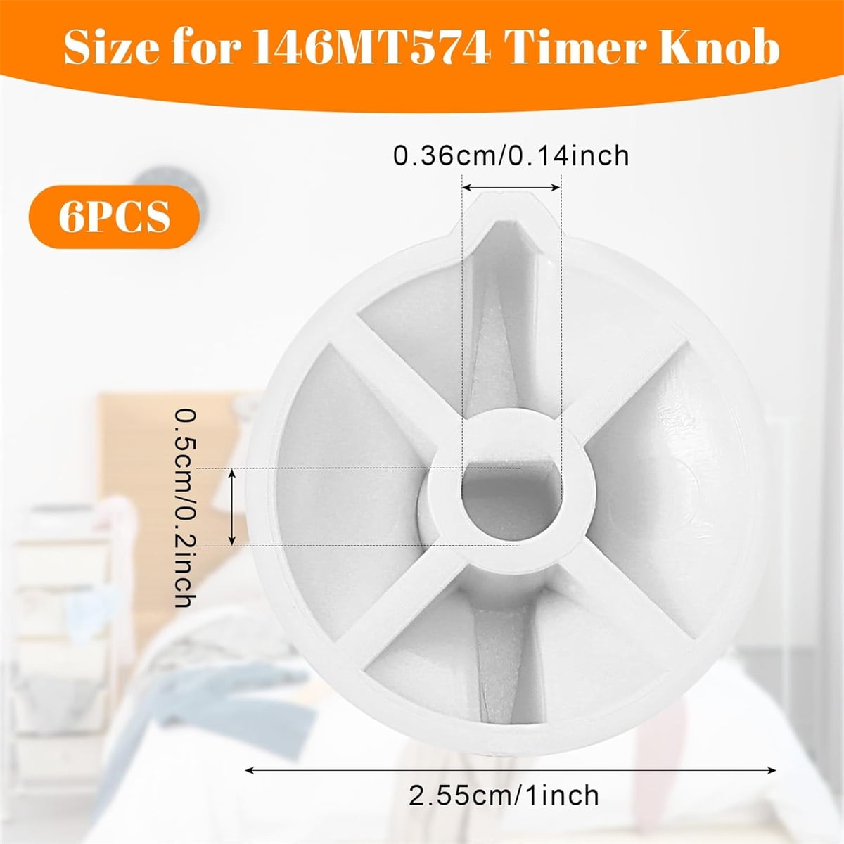 Tutuviw 2 Pack Timer Switch Knob Replacement Timer Switch Knob Compatible Spring Wound Timers D-Type Timer Knob for Wall Bathroom Fan Motor Heater Light (White) - Image 2