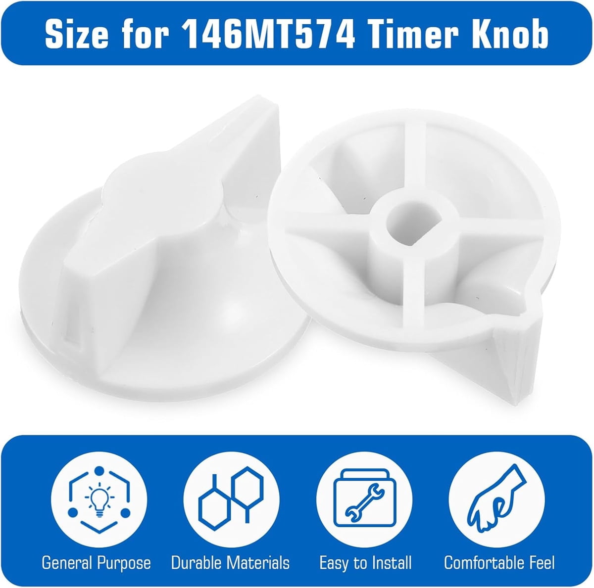 Tutuviw 2 Pack Timer Switch Knob Replacement Timer Switch Knob Compatible Spring Wound Timers D-Type Timer Knob for Wall Bathroom Fan Motor Heater Light (White) - Image 4