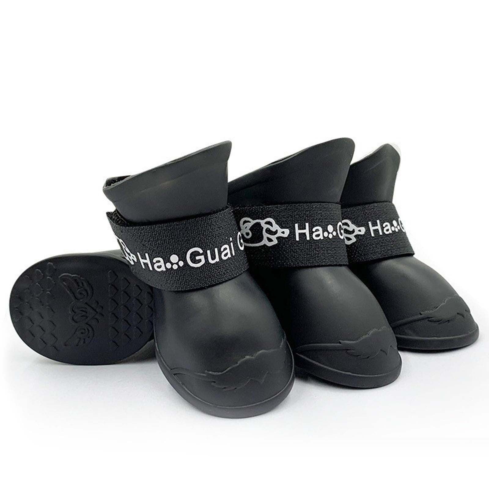 Pet Shoes, Candy Colors Anti-Slip Waterproof Rubber Rain Shoes Boots Paw Cover, Dog Boots & Paw Protectors, for Small Medium Dogs M Black - Image 3