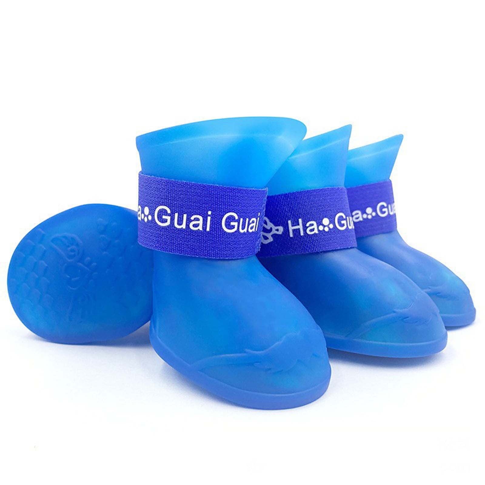 Pet Shoes, Candy Colors Anti-Slip Waterproof Rubber Rain Shoes Boots Paw Cover, Dog Boots & Paw Protectors, for Small Medium Dogs M Blue - Image 2