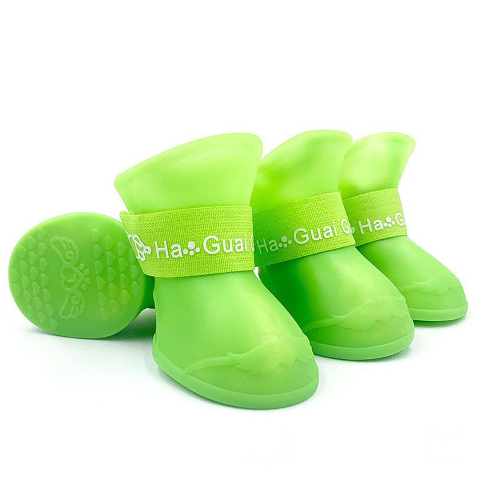 Pet Shoes, Candy Colors Anti-Slip Waterproof Rubber Rain Shoes Boots Paw Cover, Dog Boots & Paw Protectors, for Small Medium Dogs L Green - Image 1