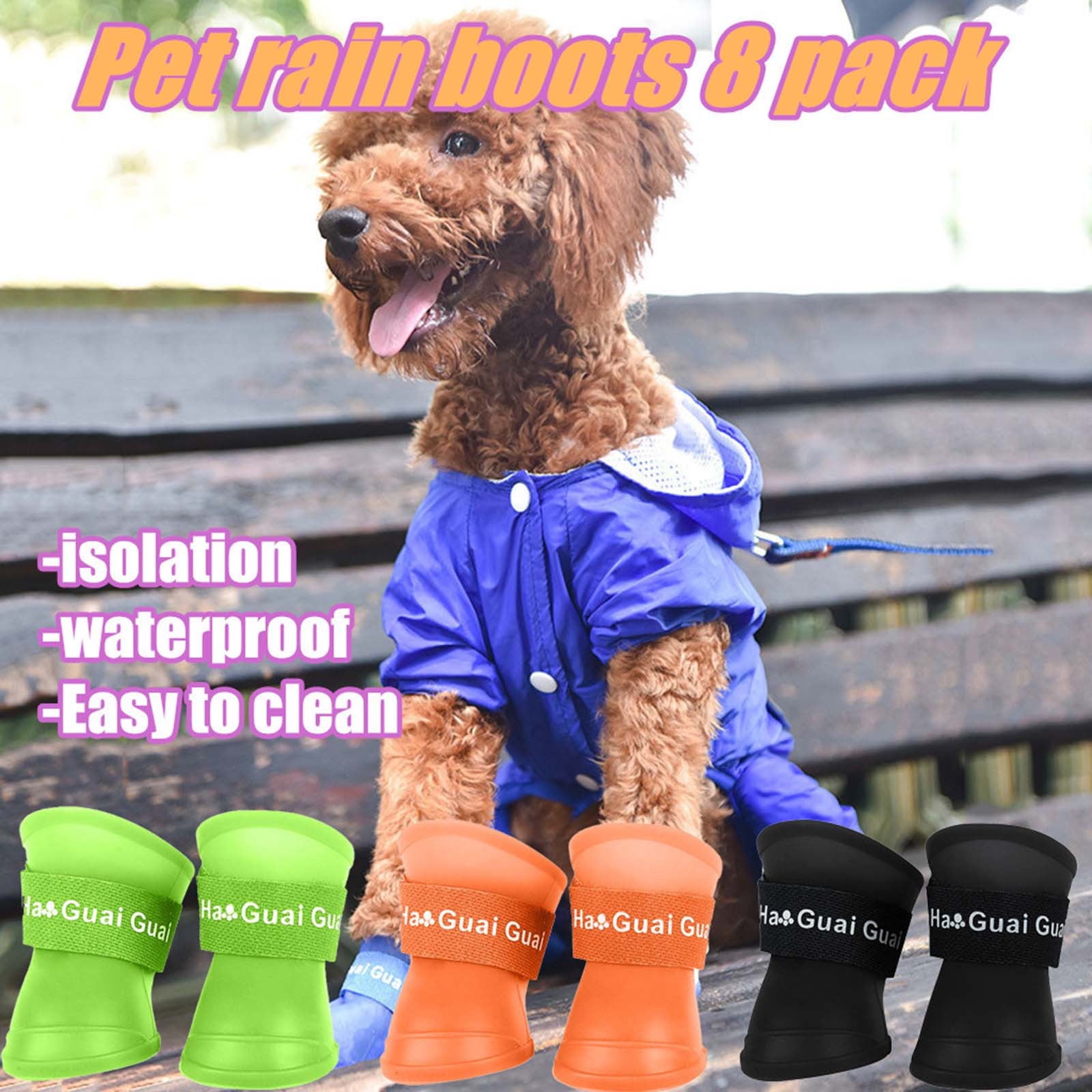 Pet Shoes, Candy Colors Anti-Slip Waterproof Rubber Rain Shoes Boots Paw Cover, Dog Boots & Paw Protectors, for Small Medium Dogs L Green - Image 3