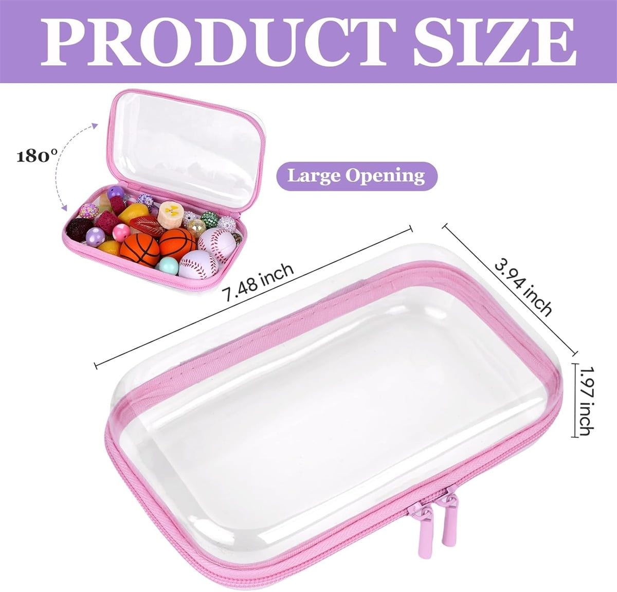 Clear Hard Shell Zipper Case Tutuviw 3 Pcs Plastic Clear Storage Zipper Case Transparent Waterproof Hard Pouches Hard Sided Pencil Case Clear Zipper Toys Puzzles Organizer Bin (4 Colors, S) - Image 7