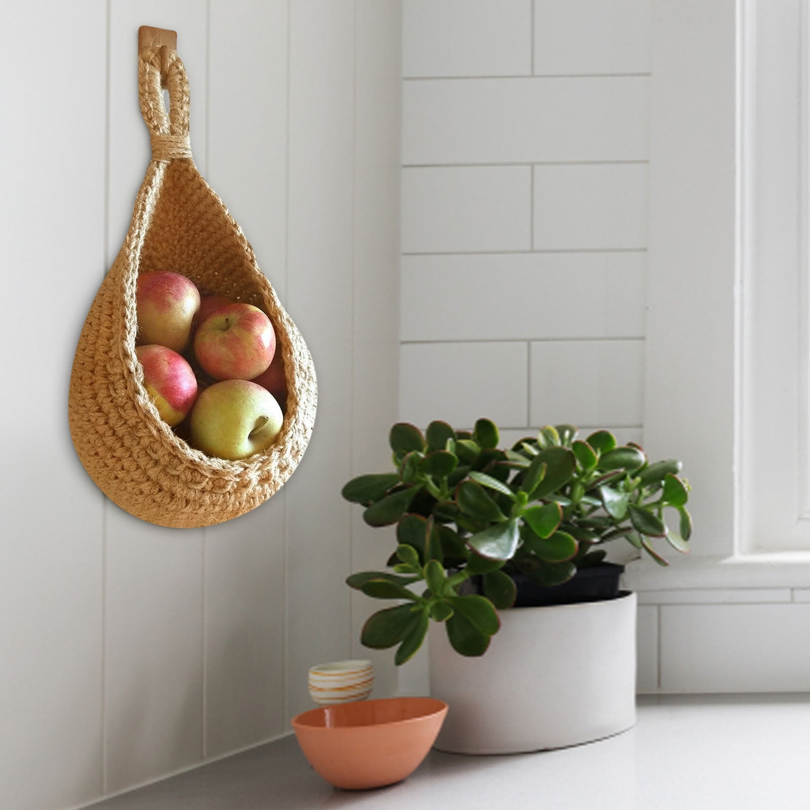 Hanging Wall Basket, Teardrop Hanging Baskets with Hanging Ring for Home Indoor Decoration, Hanging Plant Pot Holder, Vegetable Fruit Storage Baskets for Kitchen Wall Restaurant Balcony Garden D - Image 3